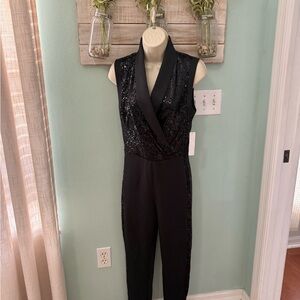VENUS Black Sequin Sleeveless Jumpsuit